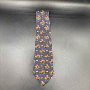 Tommy Hilfiger Men Neck‎ Tie Silk Crest Star Print Blue Red Gold Crown Lion Flag